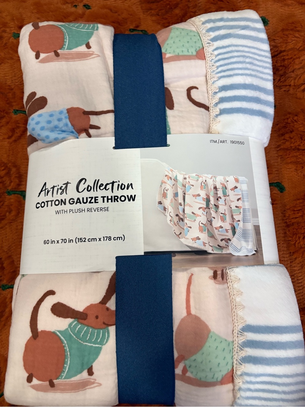 NWT wiener dog throw